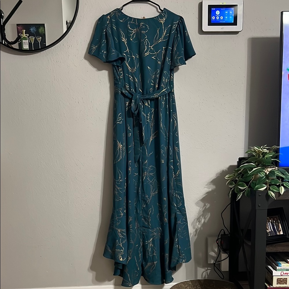 Elegant Teal Floral Dress - Picture 3 of 5